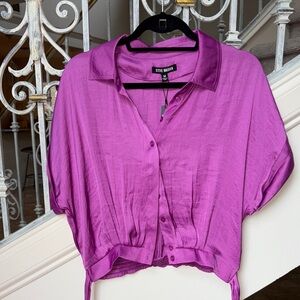Steve Madden purple Button Down Crop Top